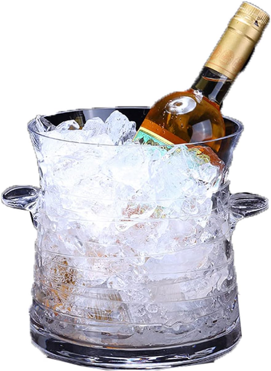 ice bucket, ice bucket gift Handcrafted 2.7l/0.7 Gallon Ice Bucket Lead-free glassTransparent Ice Bucket Champagne Barrel,red Wine Barrel Bar wine buckets for parties