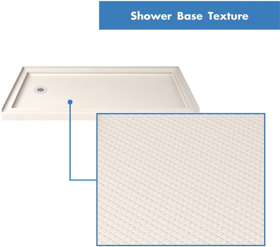 DreamLine SlimLine 32 in. D x 60 in. W x 2 3/4 in. H Left Drain Single Threshold Shower Base in Biscuit, DLT-1132601-22