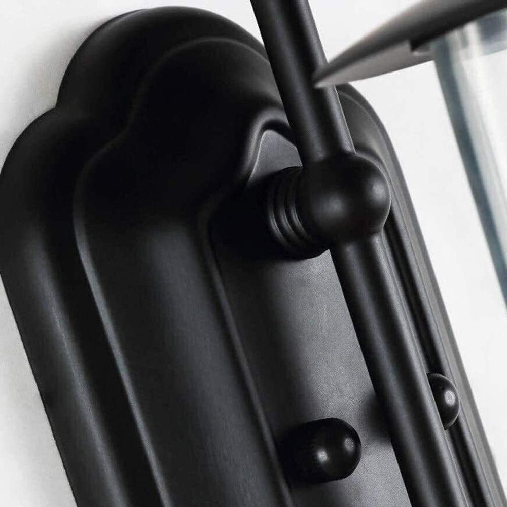 Wall Mounted Light Wall Light Industrial Metal Retro Wrought Iron Waterproof Outdoor E27 Wall Lamp Bedroom Decoration Lighting Iron Cage Lampshade Bracket Light Kitchen Garden Bathroom（Black） Re