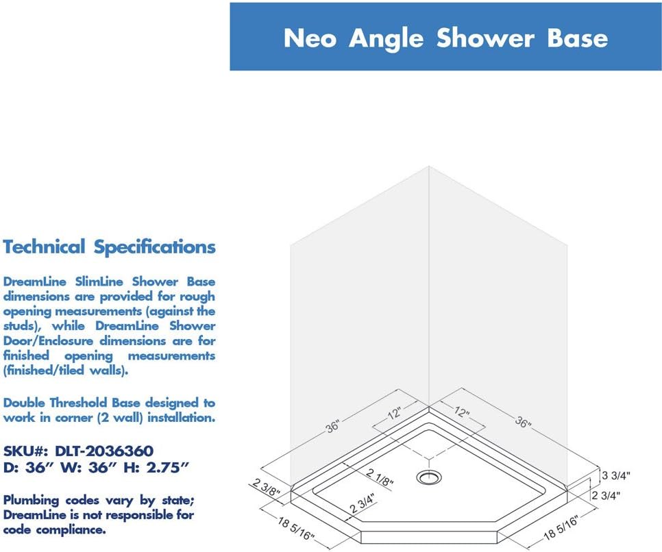 DreamLine Prism 42 inch D x 42 inch W x 74 3/4 inch H Frameless Neo-Angle Pivot Shower Enclosure in Matte Black with White Shower Base Kit