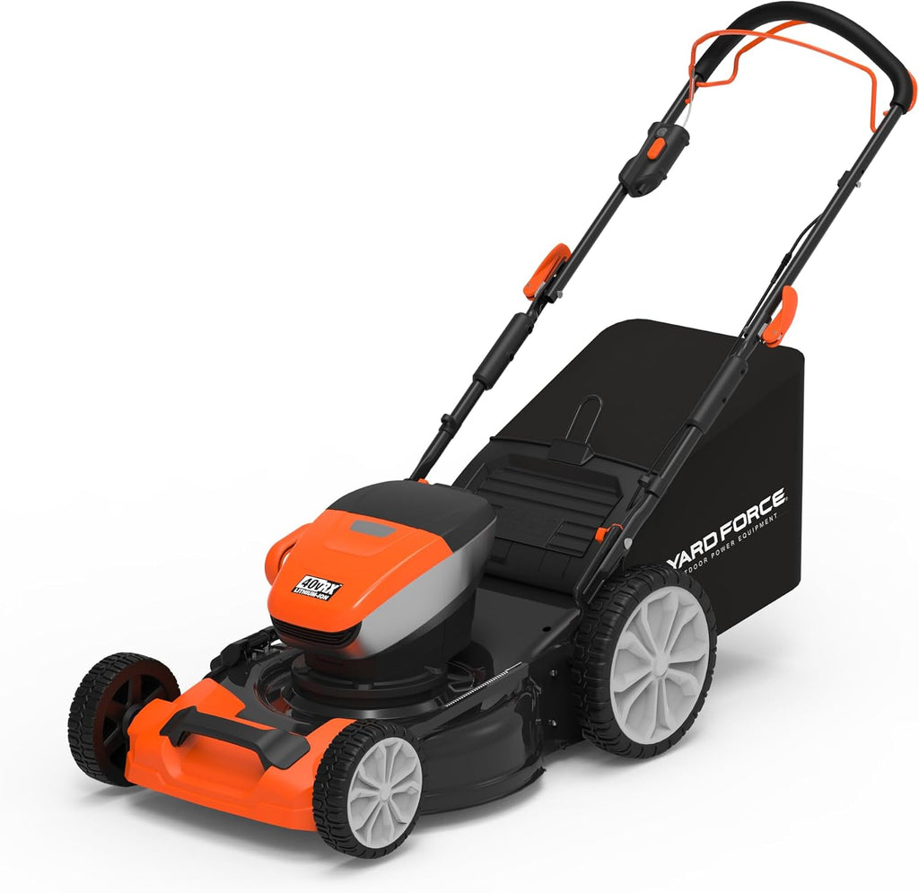 Yard Force Electric YF40VRX21-SP 21' Cordless Lawn Mower – 40V Lithium-Ion Battery, 3-in-1 Self-Propelled, Adjustable Cutting Heights, Brushless Motor. 2X Batteries Included.