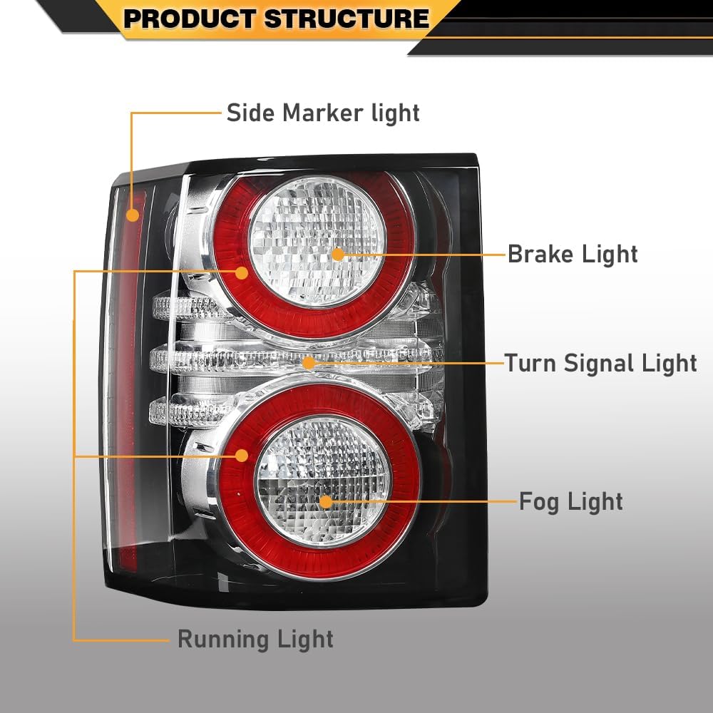 CNNELL LED Tail Light Assembly Rear Lights Compatible with Range Rover 2012 Driver Side RO2800106, LR028516 Rear Brake Lamp