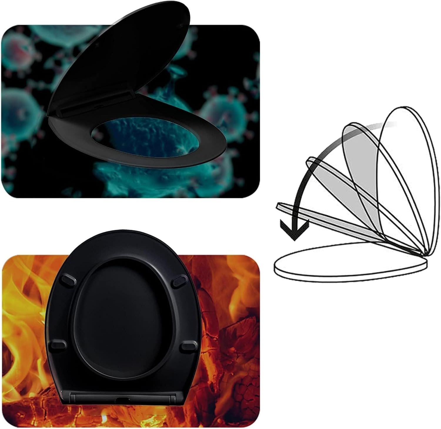 Toilet Seat Soft-Close Toilet Seat with Cover, Urea-Formaldehyde Toilet Seats, A Variety of Styles Available, Top Fixed Toilet Seat,Flat O