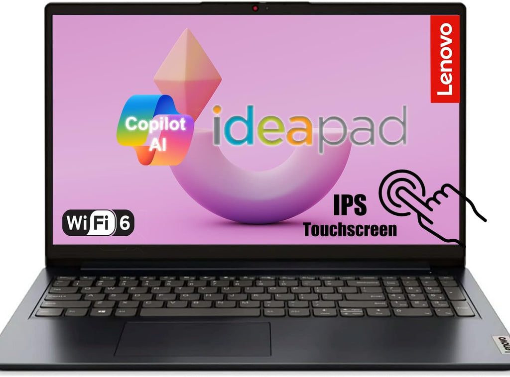 Lenovo IdeaPad 1i 15.6 Inch FHD Touchscreen Laptop | Intel 12th Gen 10-Core i5 CPU | 8GB RAM, 1TB Storage (512GB SSD + 512GB External) | WiFi 6, Copilot AI | School & Business Use | Abyss Blue