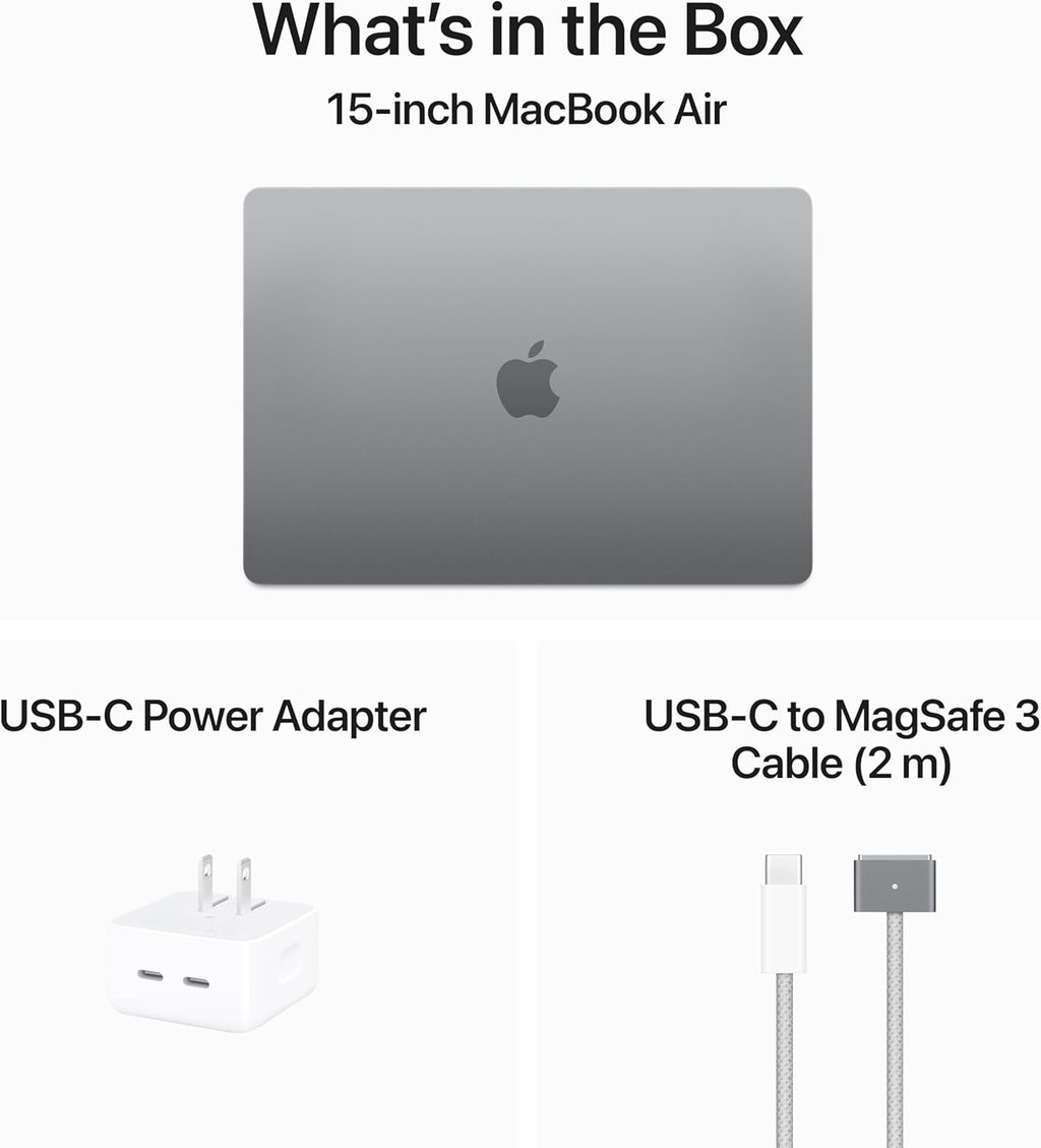 Apple 2024 15.3-inch MacBook Air with Apple M3 chip, 8GB RAM, 256GB SSD Storage, Space Gray (Renewed)