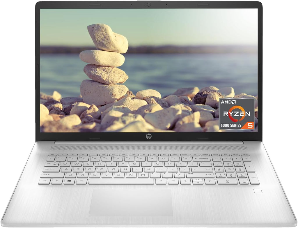 HP 17 Laptop, 17.3' FHD Screen, AMD Ryzen 5 5500U, 16GB SSD, 1TB SSD, Webcam, HDMI, Fingerprint Reader, Wi-Fi, Windows 11 Home, Silver