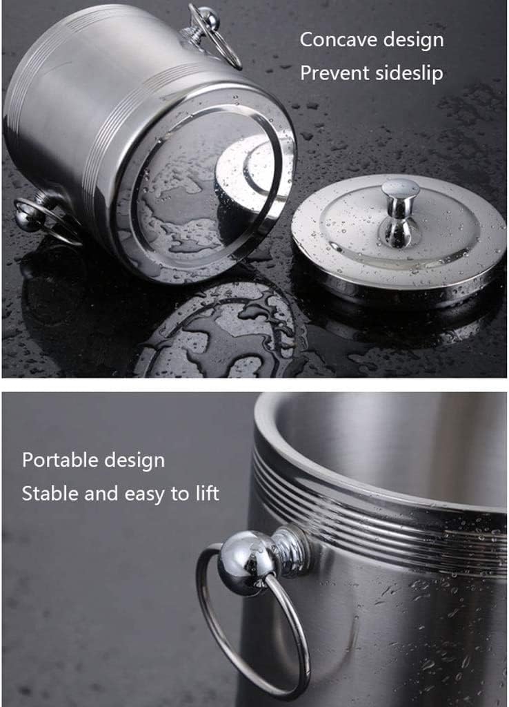 Wine Bucket Ice Tub Stainless Steel Ice Bucket with Lid Wine Bar Cooler Club Container Tools Barware Keg Champagne Cooler Bucket Champagne