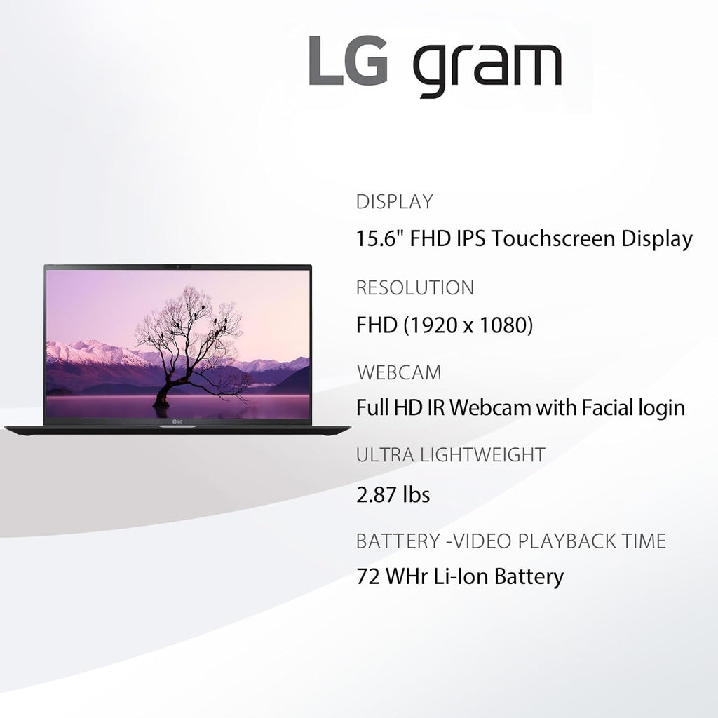 LG Gram 15 Laptop for Business, with Office 2024 Lifetime License, 15.6' FHD Touch Screen, Intel Ultra 7-155H, 16 GB LPDDR5 RAM, 1 TB SSD, Intel Arc Graphics, Windows 11 Pro