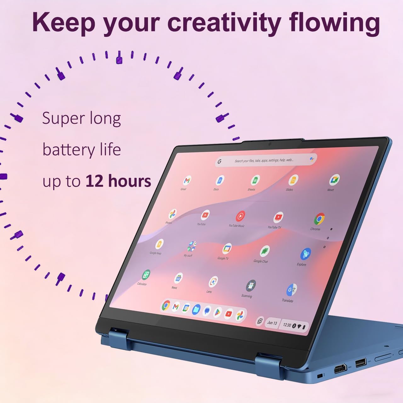 Lenovo IdeaPad Flex 3i Chromebook 2-in-1 Laptop (12.2' FHD+ Touchscreen, Intel N100, 4GB DDR5, 192GB Storage (64GB eMMC + 128GB SD Card)) for Home & Student, Long Battery Life, NFC, Chrome OS, Blue
