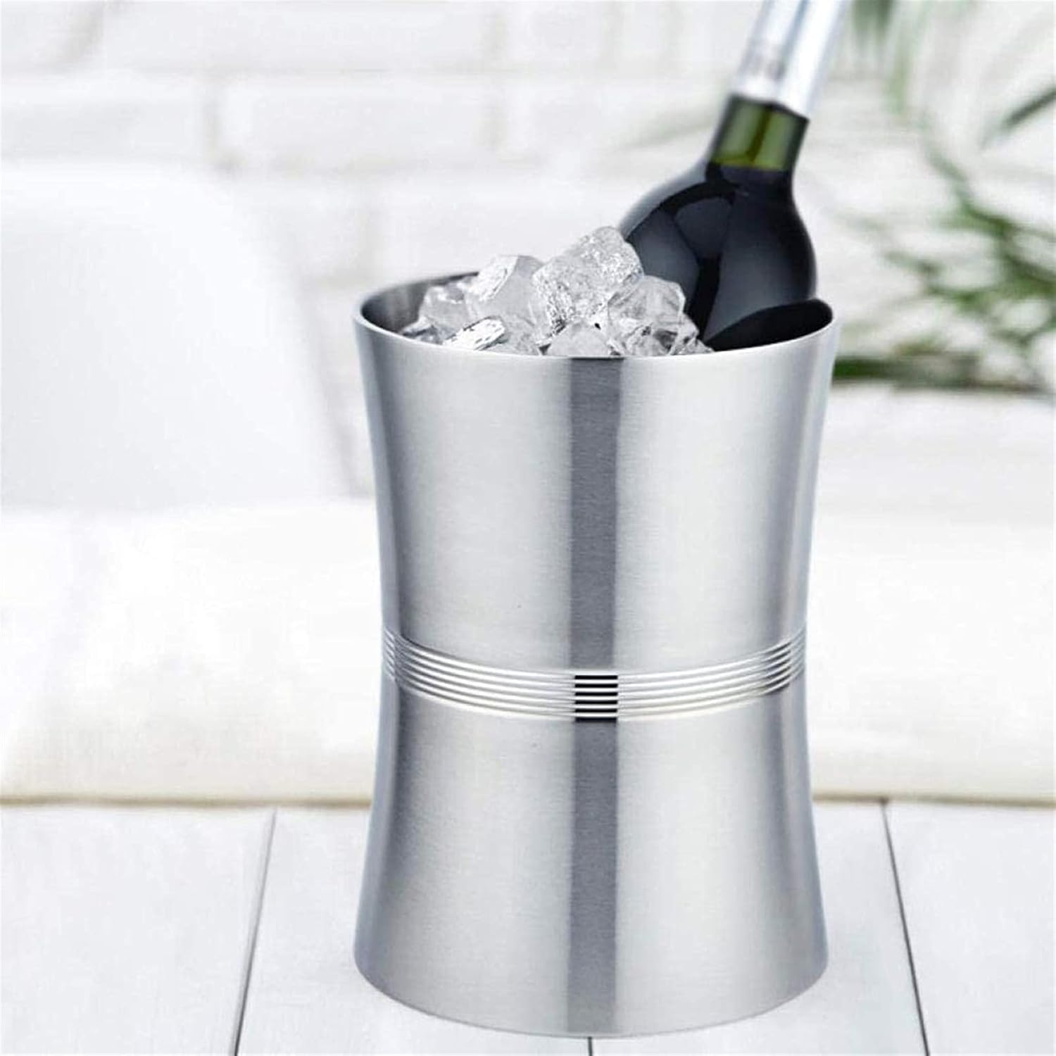 BTZHY Ice Bucket,Wine Glass Galvanized Metal and Scoop Steel Construction Insert Lid Included