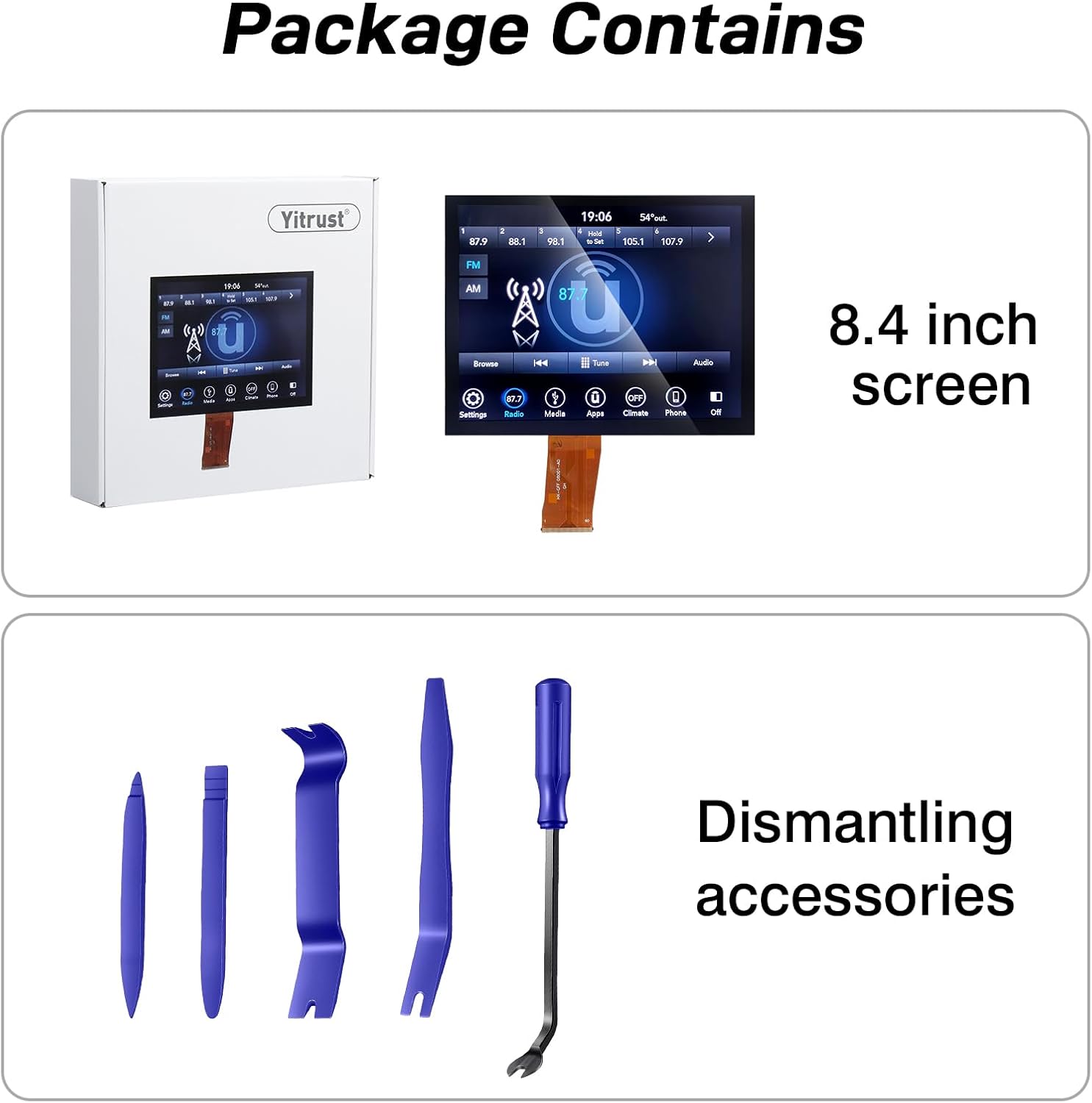 2026 NEW Upgraded Gel-Free 8.4' UConnect 4C UAQ Screen Radio Navigation with Mounting Tool Replacement Compatible Fit for Dodge RAM Jeep Chrysler 2017-2021 Replace OEM # LA084X01(SL)(02)