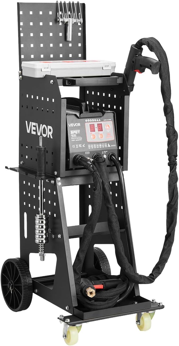 VEVOR Stud Welder Dent Repair Kit & Welding Cart, 3KW Spot Welder with 2 Welding Guns and 7 Modes, 110V Auto Body Spot Welding Dent Repair Machine for Steel Panel Repair
