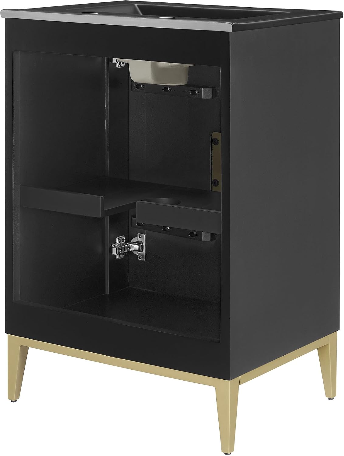 Modway Beau 24 Inch Wood Bathroom Vanity Cabinet in Black Black