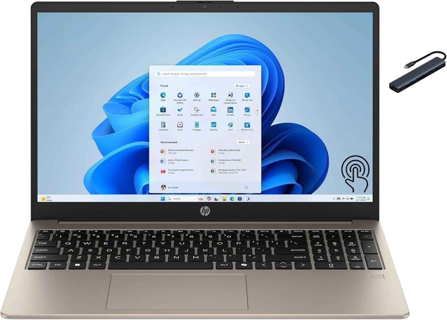HP Pavilion 15.6' FHD Touchscreen Anti-Glare Laptop, 8GB RAM, 256GB SSD Storage, Intel Core Processor up to 3.8GHz, Up to 11 Hours Long Battery Life, Type-C, HDMI, Windows 11 Pro, Cozy Cashmere