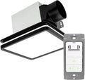 Akicon Bathroom Exhaust Fan with Light, 80CFM 2.0 Sones Powerful Bathroom Fan and Humidity Sensor Switch Combo, 3CCT LED Light and Nightlight Ventilation Fan for Home, Square, Black