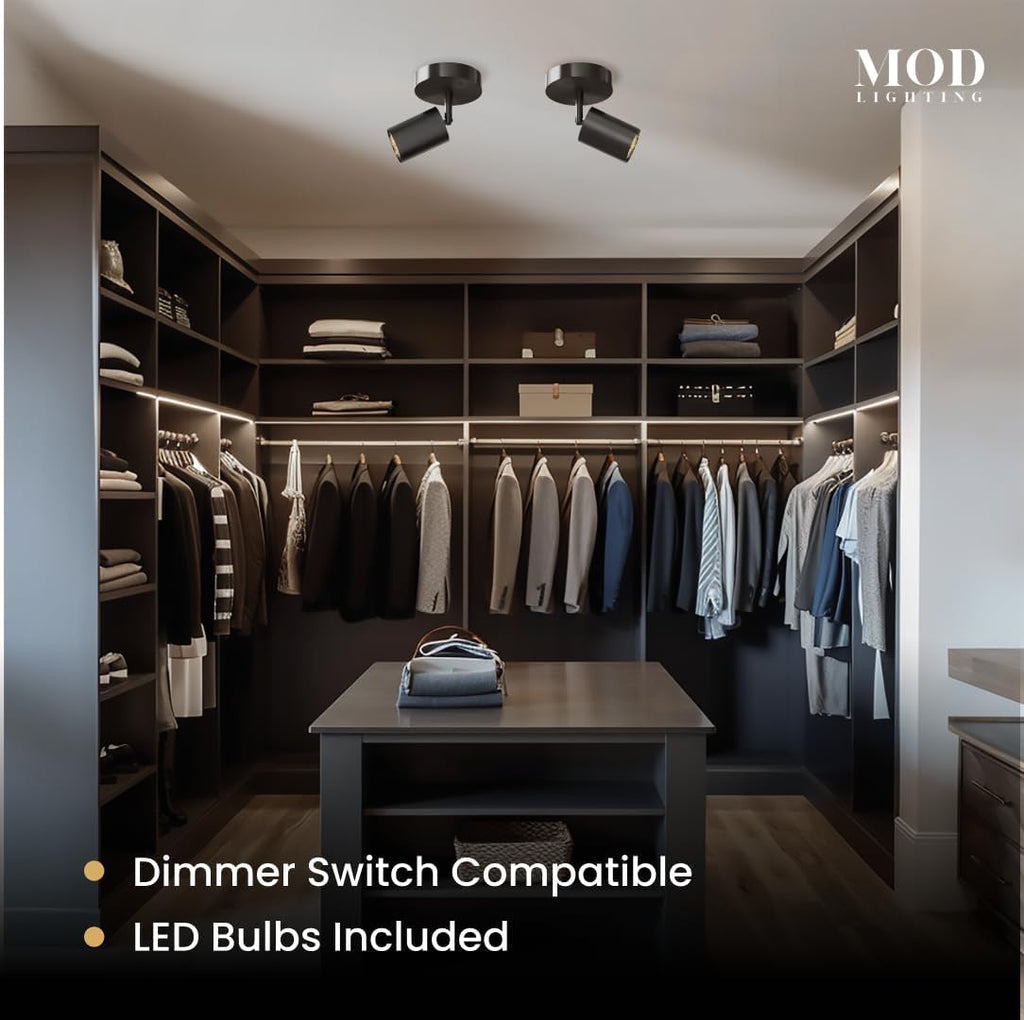 MOD LIGHTING Harris | Modern Track Lights LED, Indoor Ceiling Light Fixture for Dining Room, Kitchen Island Ceiling Lights, Solid Brass Light Fixture (Matte Black | Warm White | 1-Light)