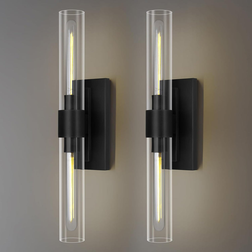 Modern Wall Sconces, 22.8in Black, 2-Light Indoor Wall Mounted Sconces, Bathroom Vanity Light for Living Room, Bedroom, Staircase