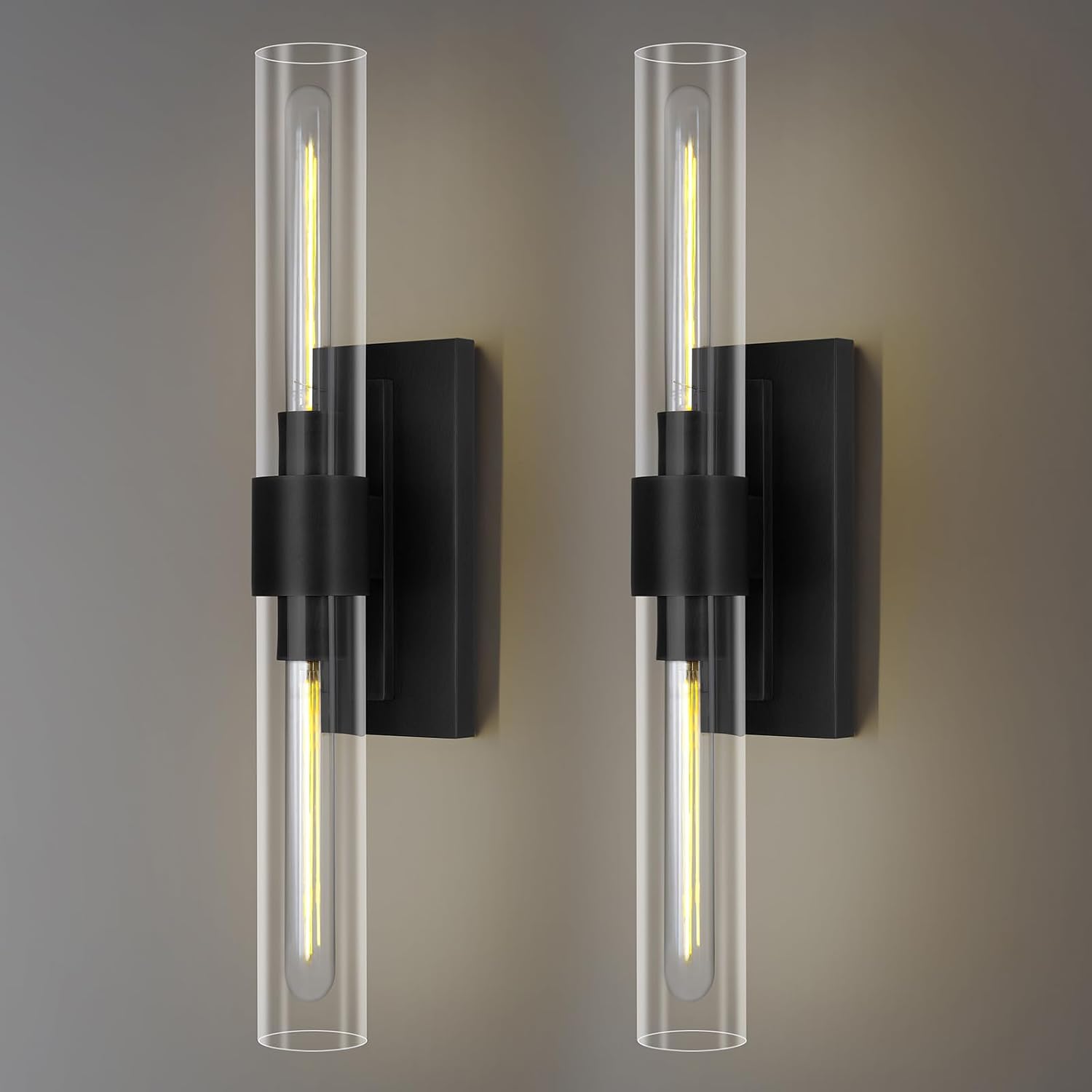 Modern Wall Sconces, 22.8in Black, 2-Light Indoor Wall Mounted Sconces, Bathroom Vanity Light for Living Room, Bedroom, Staircase