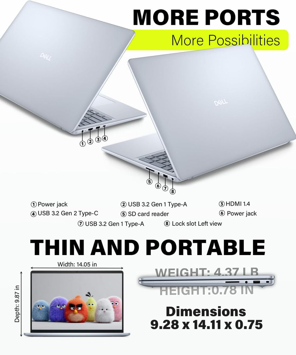Dell 16 Laptop Touchscreen Business Computer - Intel 10-Core 7 150U(up to 5.4GHz), 16'' FHD+ Touch Dsiaplay, Backlit KB, Fingerprint, Windows 11 pro, 32GB DDR5 RAM, 1TB SSD