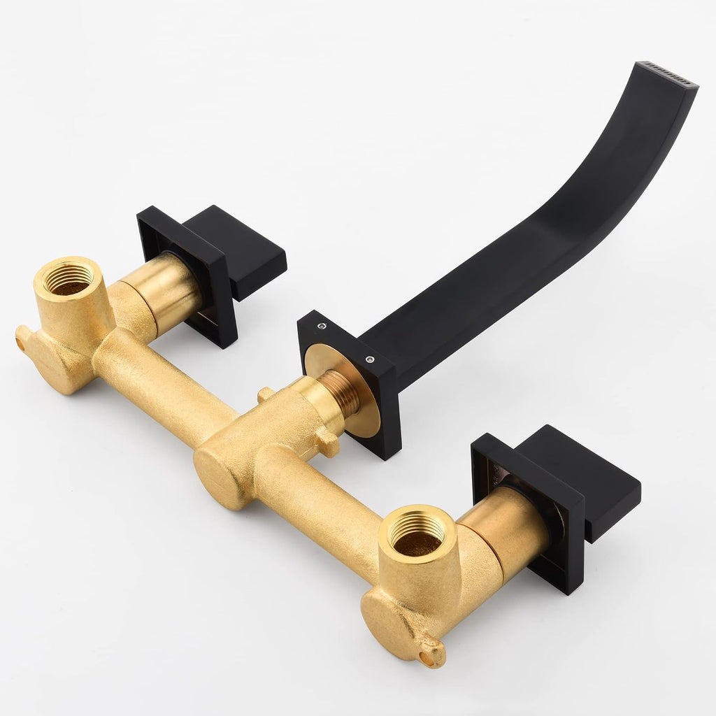 sumerain Black Bathroom Faucet Wall Mount Lavatory Faucet Includes Rough in Valve