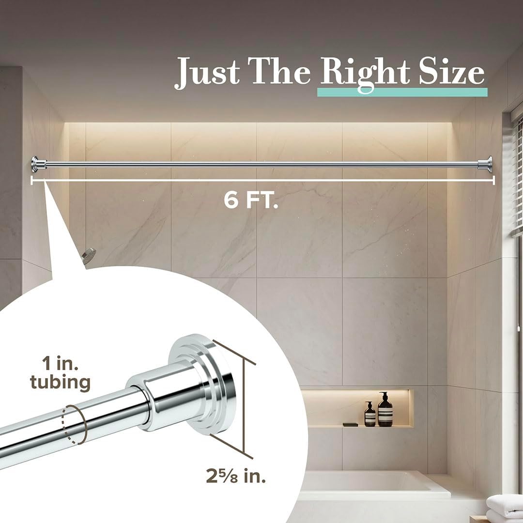 Gatco 819 Marina Shower Curtain Rod Set, 60 Inch, Solid Brass, Wall Mounted, Chrome