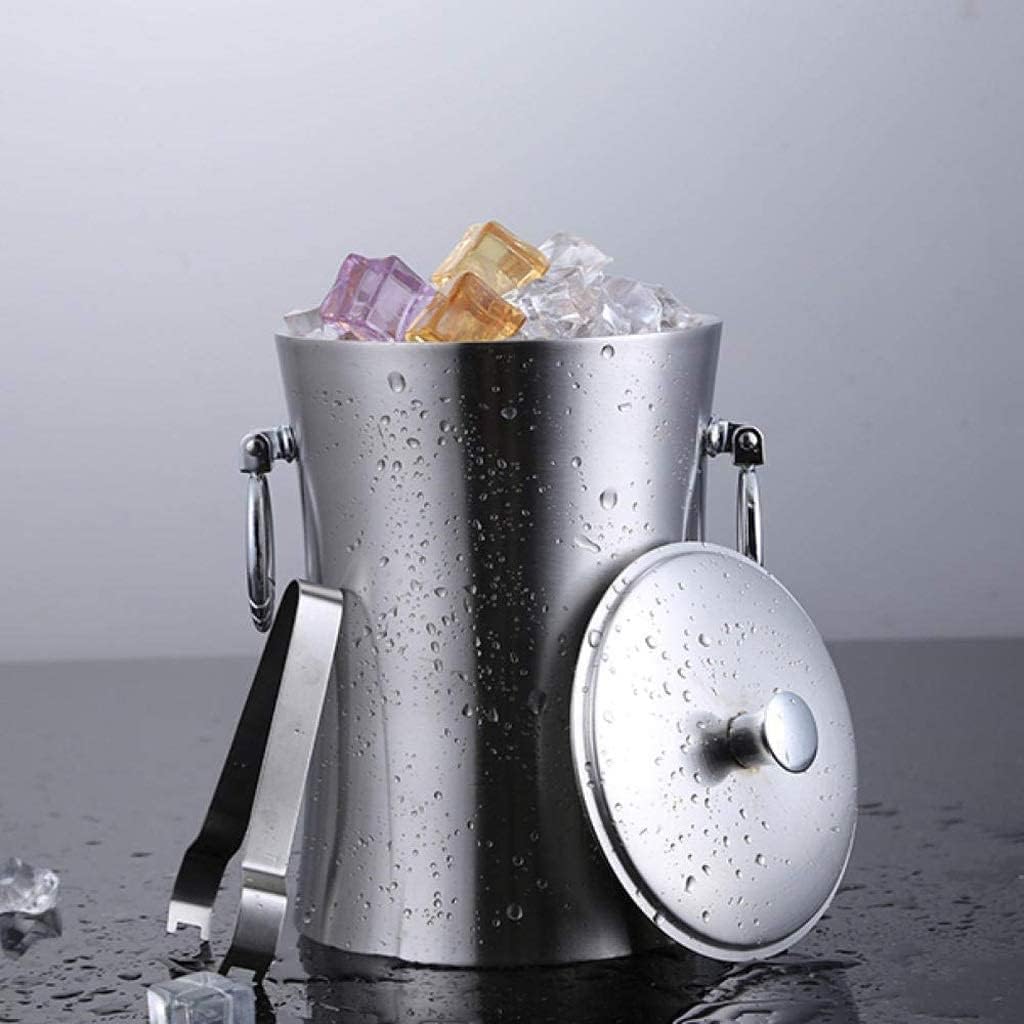 Ice Bucket,Stainless Steel with Lid Large 2L Champagne Bucket Wine Cooler Bottle Cabinet Freezer