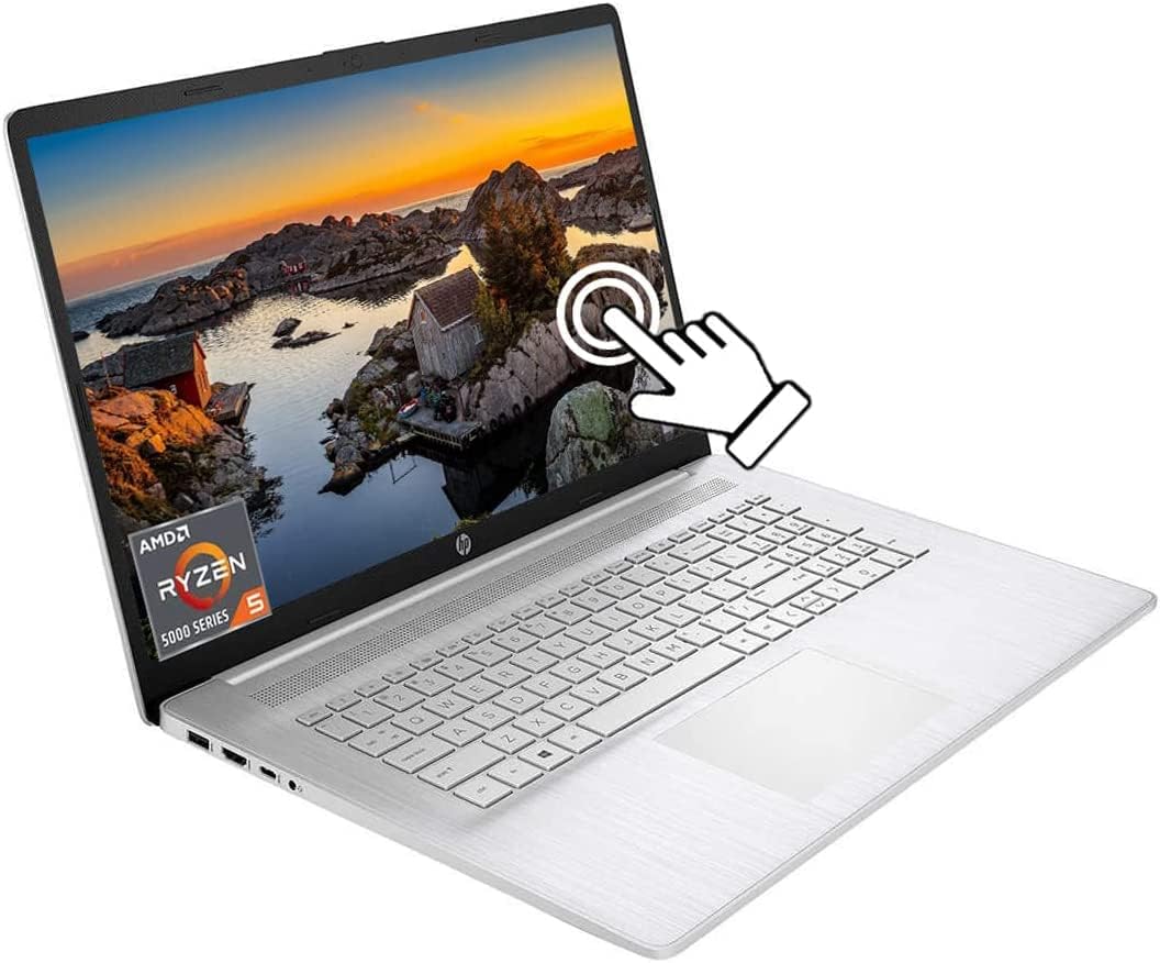 HP 2022 17.3'' HD+ Touchscreen Laptop Business Computer, AMD Ryzen 5 5500U Hexa-Core (up to 4.0GHz), 16GB RAM, 1TB SSD, HDMI, Bluetooth 5, Webcam, Windows 11 w/ 3in1 Accessories, Silver