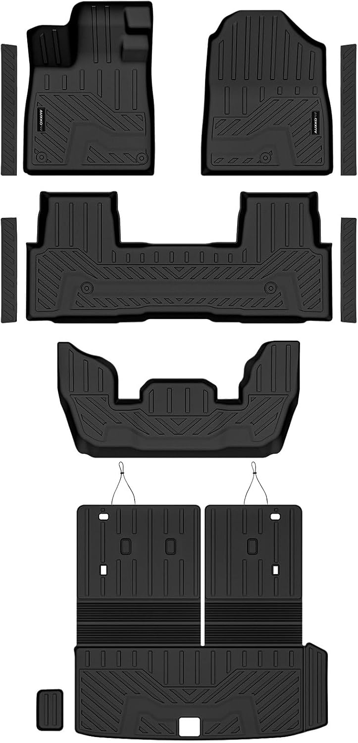 Auxko All Weather Floor Mats Cargo Mat with Backrest Mat for 2026 2025 2024 2023 Honda Pilot TPE Liners Accessories Guard Odorless Anti-Slip Floor Liners & Trunk Liner