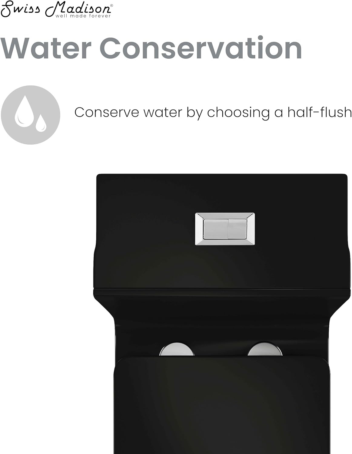 Concorde One Piece Square Toilet Dual Flush in Glossy Black 1.1/1.6 gpf