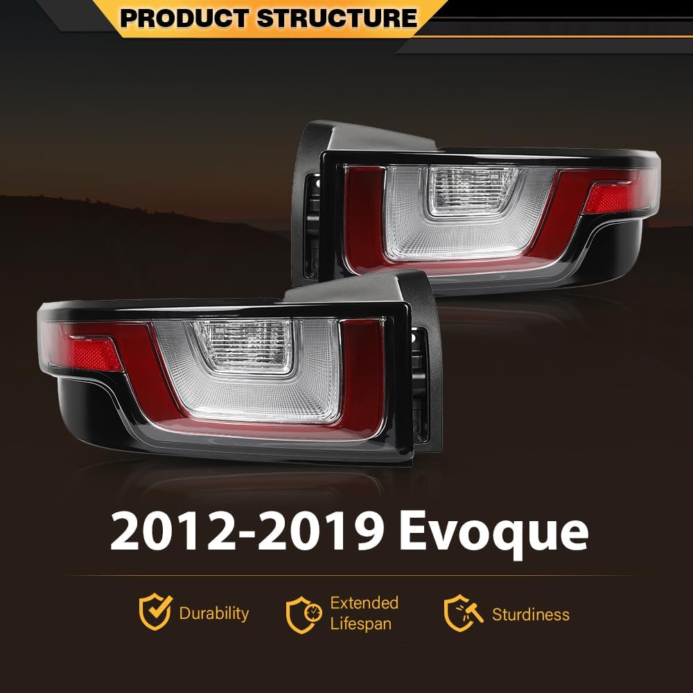 CNNELL 1 Pair Brake Tail Lights Rear Lamp Assembly Compatible with Range Rover Evoque 2012-2018 Assembly Rear Lights