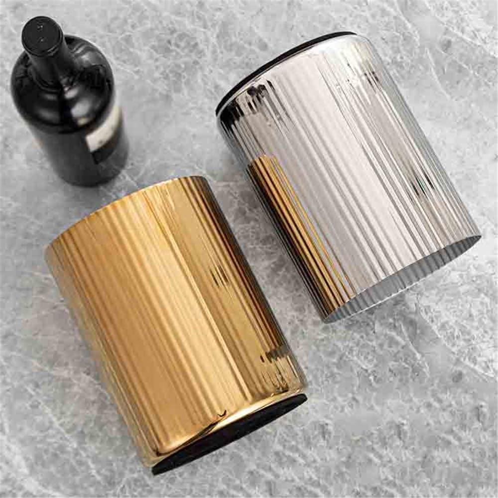 Ice Container Thickened Stainless Steel Straight Grain Ice Bucket Double Champagne Bucket Red Wine Chilled Bar Double Insulation Bucket Storage Bucket Wine Beer Champagne Bucket