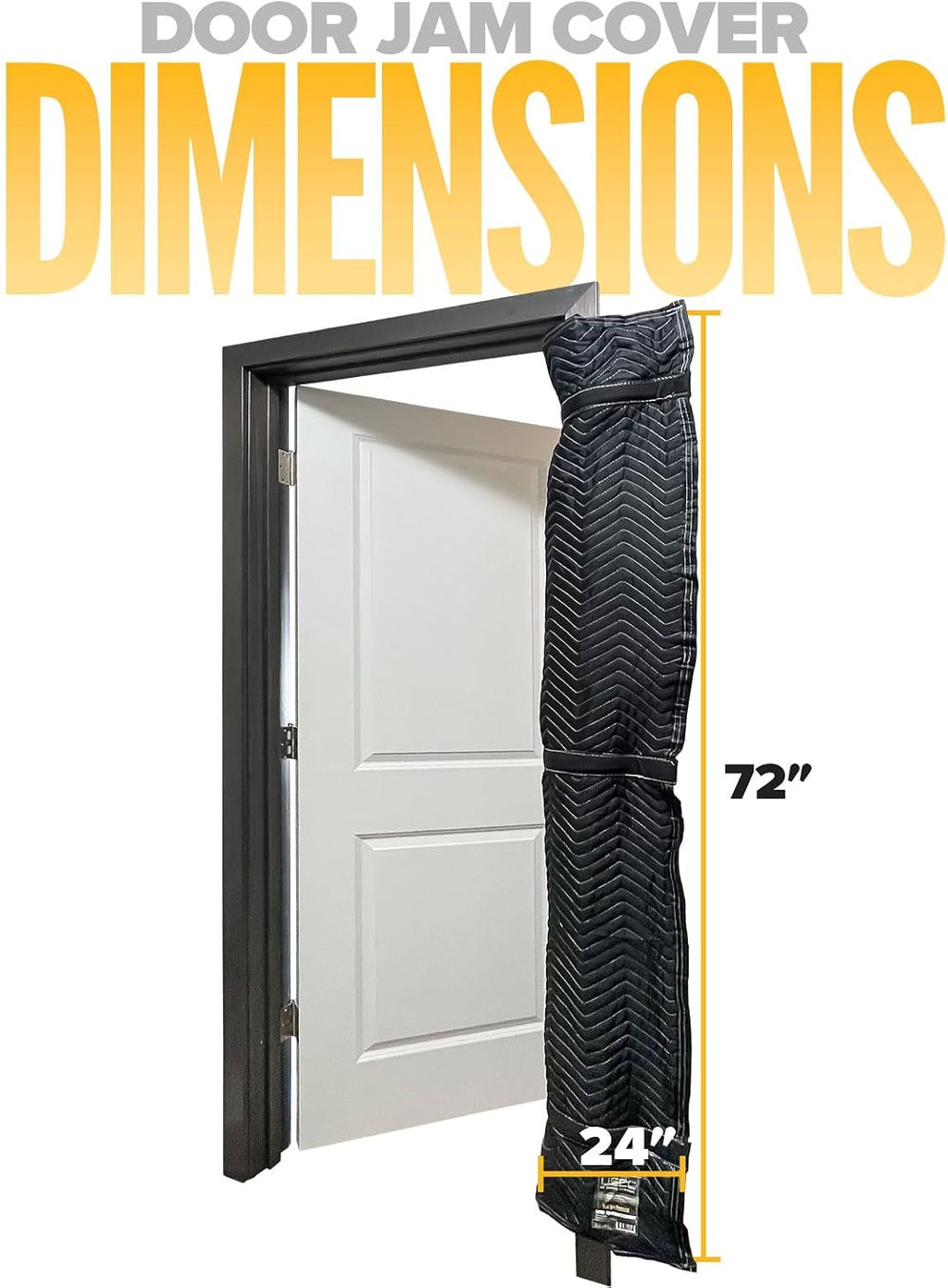 US Cargo Control Quilted Door Jamb Protector Pads 72' x 24' (12-Pack), Door Frame Cover with Metal Flex Loop Rings, Cotton/Polyester Quilted Furniture Pads for Moving, Reusable