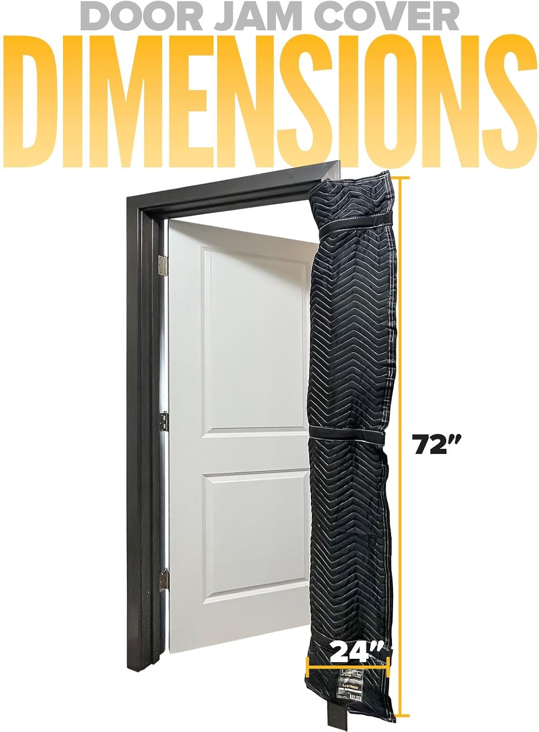 US Cargo Control Quilted Door Jamb Protector Pads 72' x 24' (12-Pack), Door Frame Cover with Metal Flex Loop Rings, Cotton/Polyester Quilted Furniture Pads for Moving, Reusable