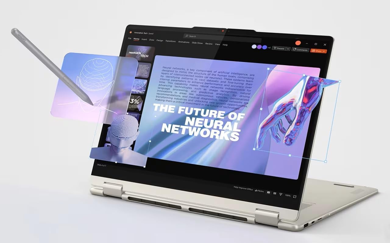 Lenovo Yoga 7 2-in-1 Copilot+ PC with AMD Ryzen AI 7 350 Processor, 16' WUXGA Touchscreen, 16GB LPDDR5X-7500MT/s Memory, 1TB SSD, Wi-Fi 7, Linear Pen, FHD/IR Hybrid Cam, FP Reader, and Windows 11 Pro
