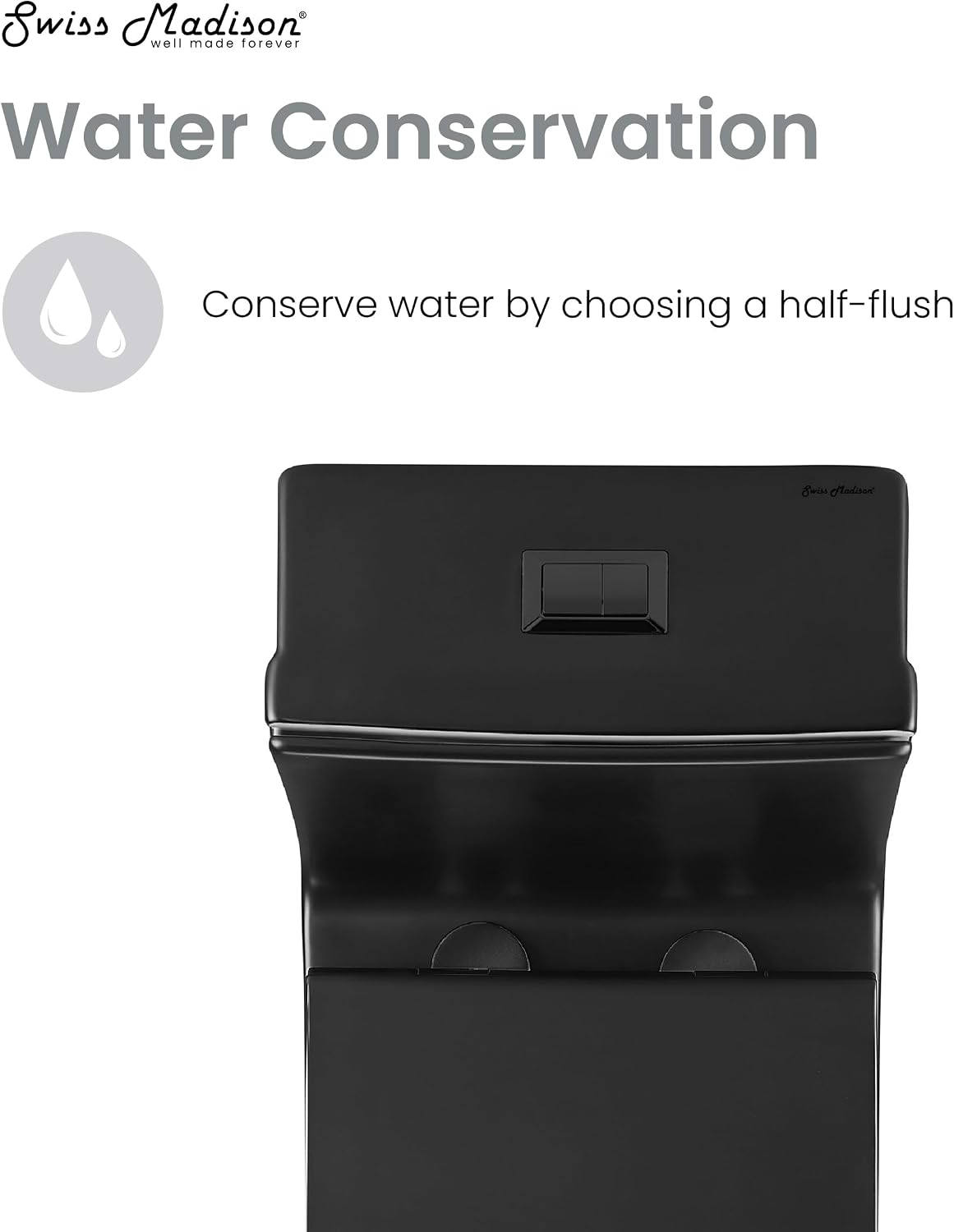 Concorde One Piece Square Toilet Dual Flush in Matte Black, Black Hardware 1.1/1.6 gpf