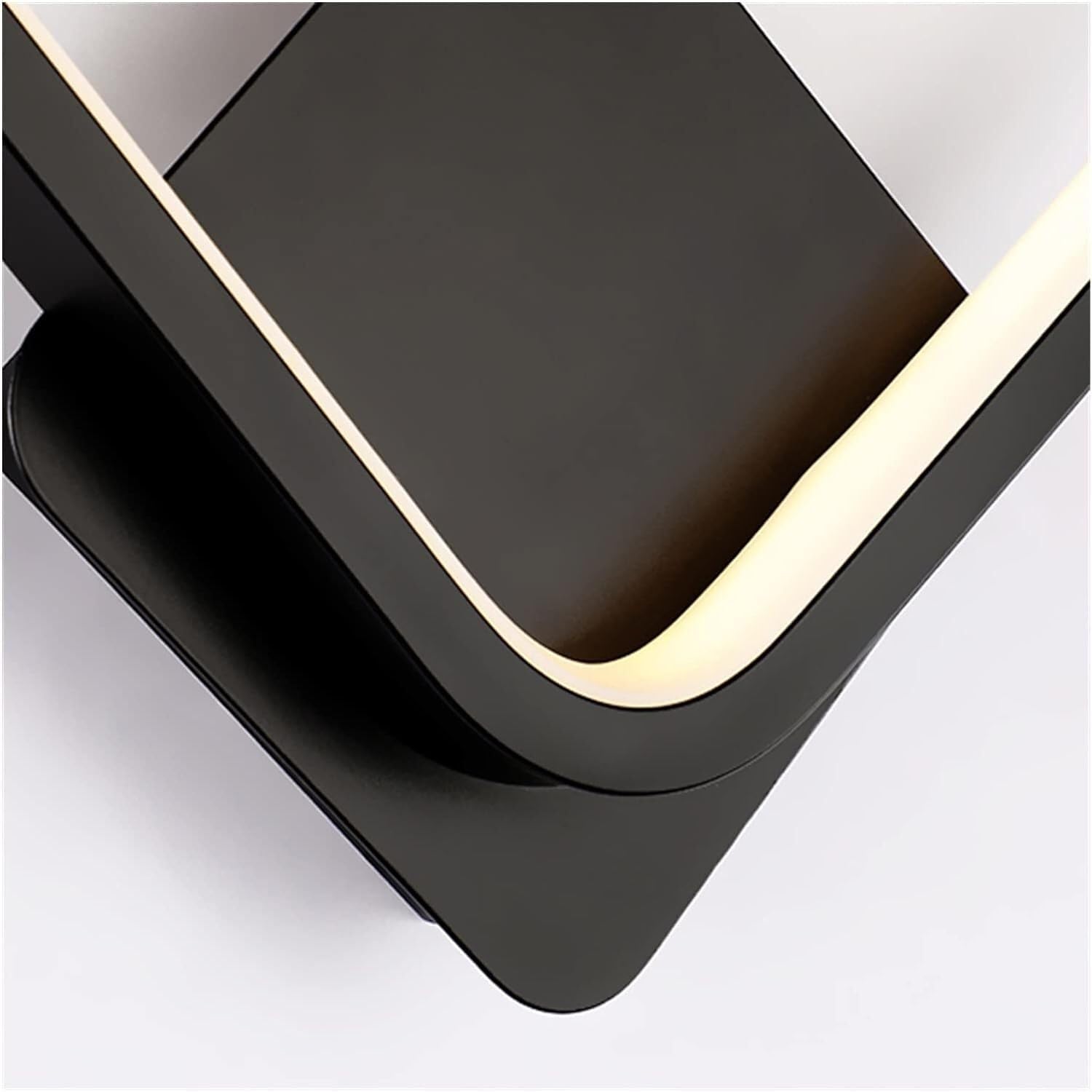 Modern Wall Lamp LED Round Square Sconces Light Compatible with Bedroom Study Aisle Staircase Living Room Bathroom Ring Light Fixture(Square-Black,3ColorsChangeable)