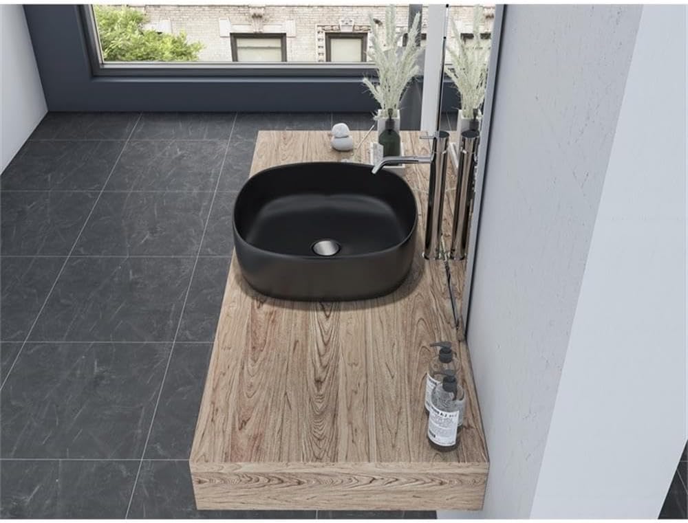 16 x 16 in. Square Matte Black Finish Ceramic Bathroom Vessel Sink