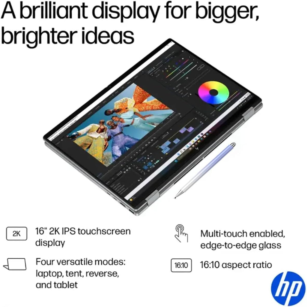 HP 2025 New Envy x360 2-in-1 Slim Laptop, OmniBook X Flip 16' FHD+ Touchscreen, Copilot+ PC, AMD Ryzen AI 7 350 (8-Core), 24GB RAM, 2TB SSD, 21H Battery, Backlit KB, Win 11, Meteor Silver, W/Stylus