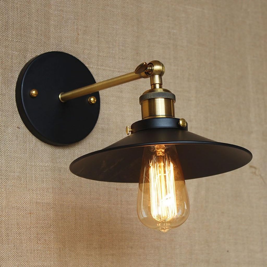 Bathroom Lighting Wrought Iron Bedroom Retro Wall Lamps Personality Creative Outdoor Sconce T-155(Black)