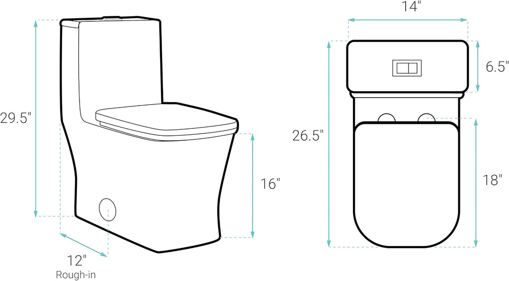 Concorde One Piece Square Toilet Dual Flush in Matte Black, Black Hardware 1.1/1.6 gpf