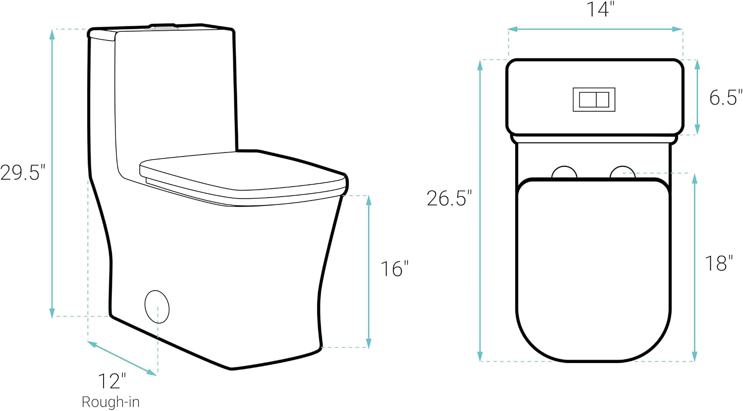 Concorde One Piece Square Toilet Dual Flush in Matte Black, Black Hardware 1.1/1.6 gpf