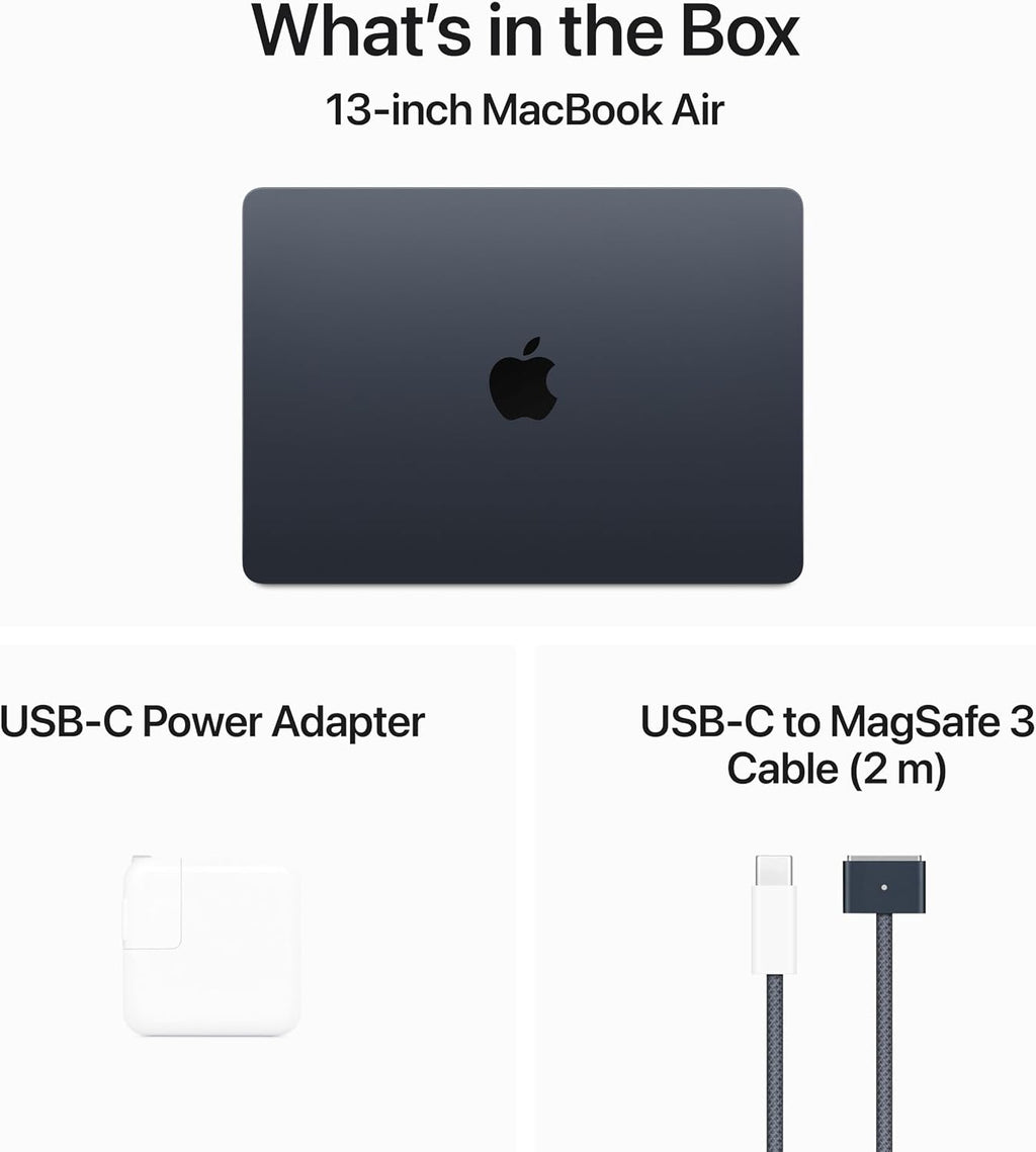 Apple MacBook Air with Apple M3 Chip, 13-inch, 8GB RAM, 256GB SSD Storage, Midnight (Renewed)
