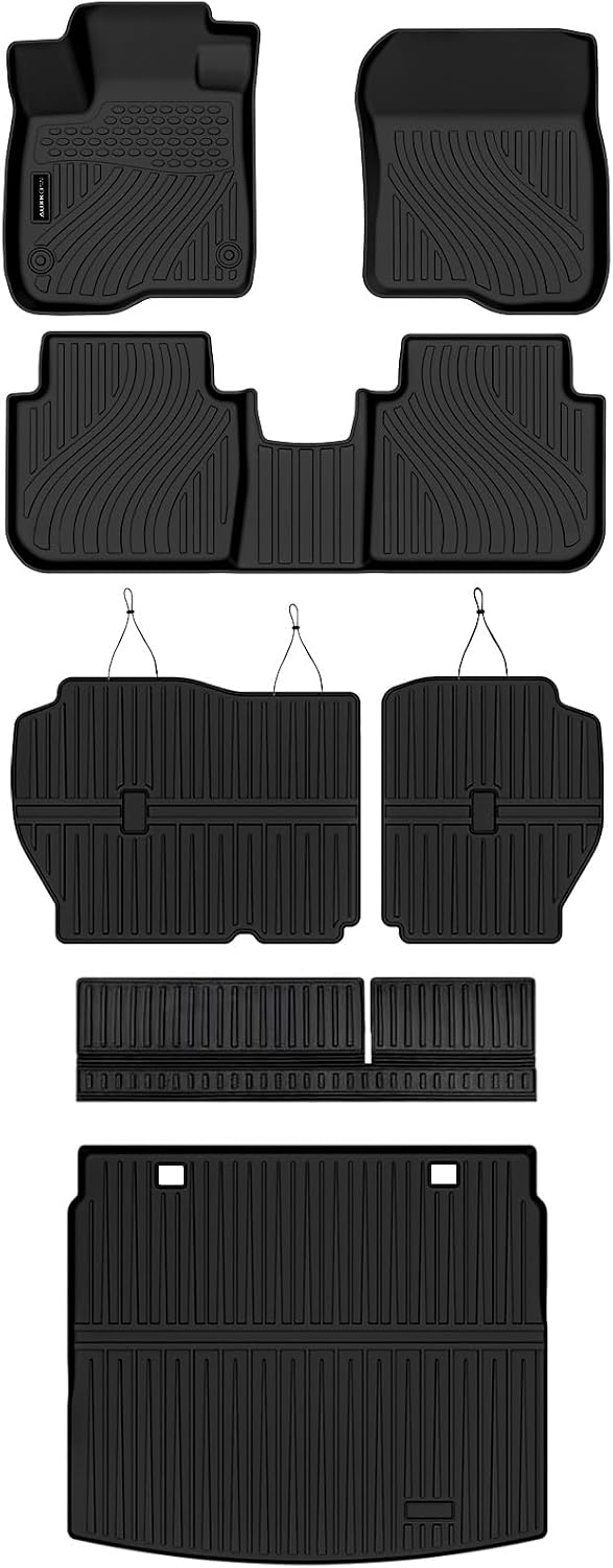 Auxko All Weather Floor Mats for 2026-2023 Honda CRV(Include Hybrid) Upper Cargo Mat with Backrest Mat TPE Liners Accessories Guard Odorless Anti-Slip Black