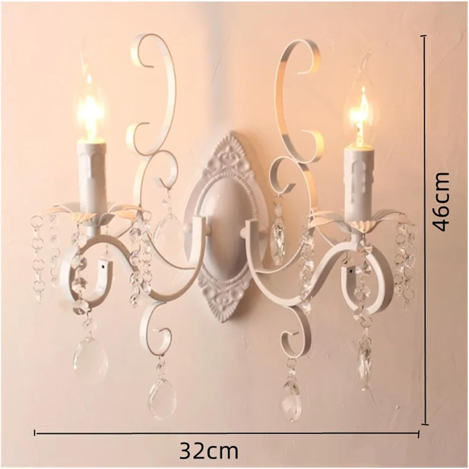 European Classic Vintage wall lamp Black Wrought Iron Body Crystal Deco Candle wall Light Fixture for Living Room Bedroom Stairs,Bathroom