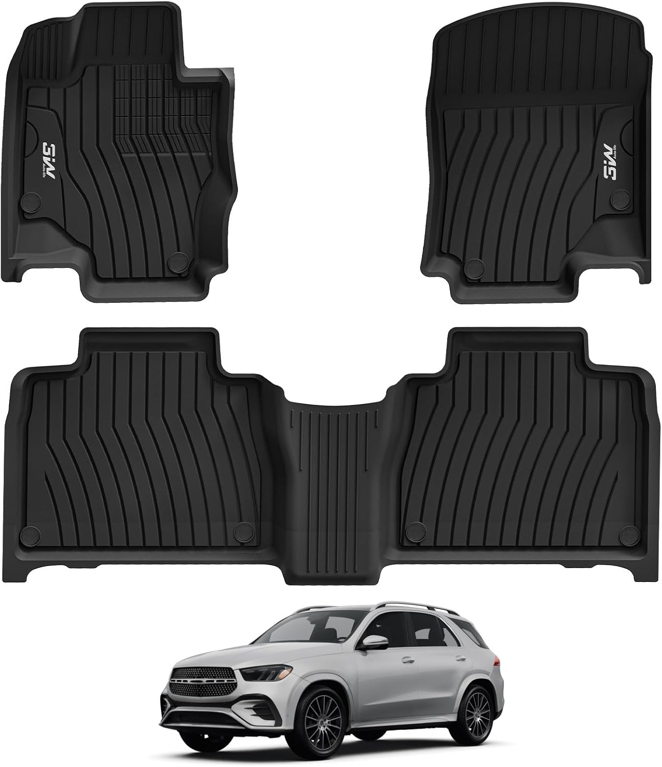 3W Floor Mats Fit for Benz GLE SUV 2020-2026(Not Fit for Coupe/W167/Hybrid), TPE All Weather Custom Fit Floor Liner for Benz GLE 5 Seats 350/450/580/53 AMG/63 AMG S Accessories Car Mats