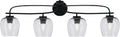 Toltec Lighting Cavella 4-Light Bath Bar – Modern Vanity Light Fixture for Bathroom – Dimmable and LED-Compatible Wall Light – Matte Black Finish, 6' Smoke Bubble Glass