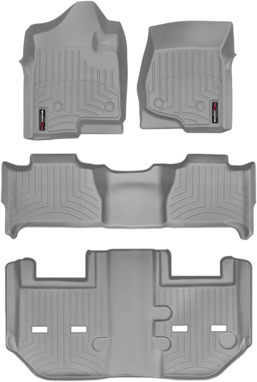 WeatherTech Custom Fit FloorLiners for Chevrolet Suburban, Yukon XL, Suburban - Full Set (46066-1-2-462354), Grey