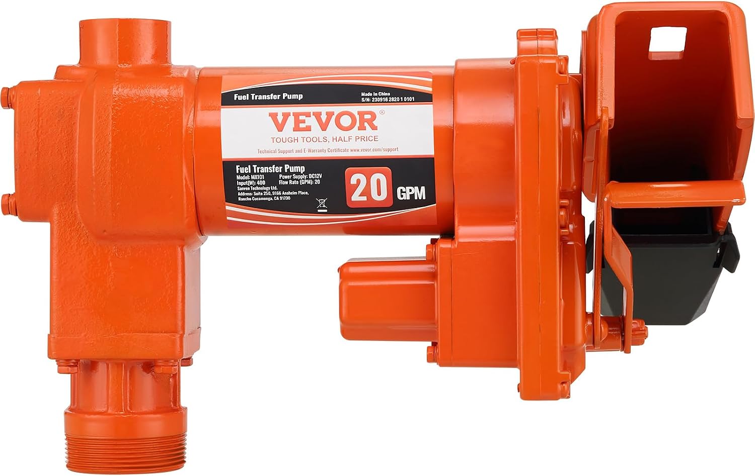 VEVOR Fuel Transfer Pump, 12V DC 20 GPM 1/4 HP, Gasoline Extractor Pump with Automatic Nozzle, Discharge Hose & Suction Pipe for Gasoline, Diesel, Kerosene, Ethanol & Methanol Blends, and Biodiesel
