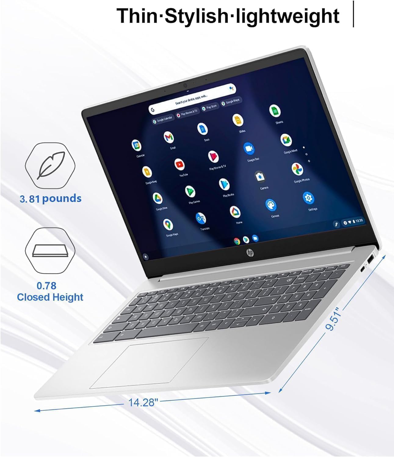 HP Laptop 15 Chromebook in Silver 15.6in HD Pentium Quad Core 8GB RAM 128GB Storage WiFi Webcam 4K Grahics Chrome OS (15a – Renewed)