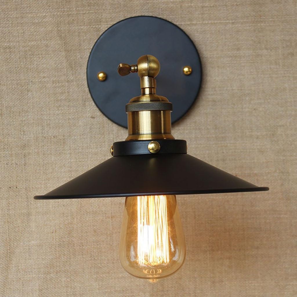 Porch Lights Bathroom Lighting Wrought Iron Bedroom Retro Wall Lamps Simple Personality Creative Outdoor Night Light(Black)